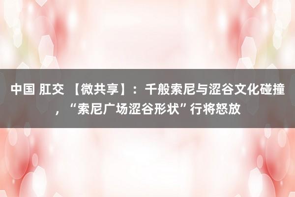 中国 肛交 【微共享】：千般索尼与涩谷文化碰撞，“索尼广场涩谷形状”行将怒放