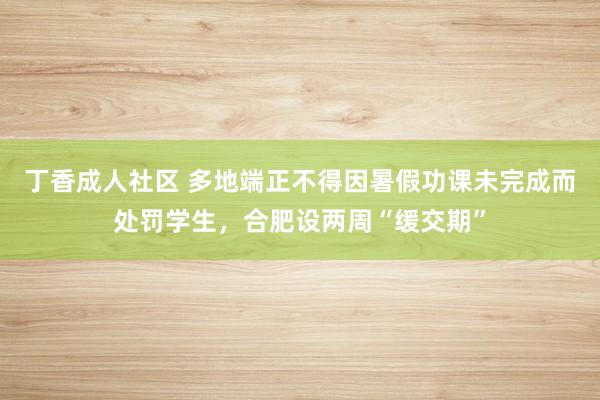 丁香成人社区 多地端正不得因暑假功课未完成而处罚学生，合肥设两周“缓交期”