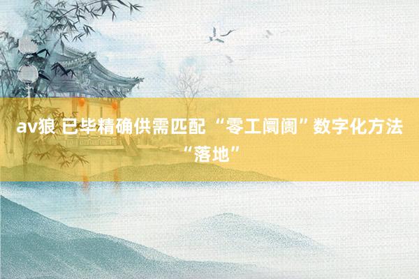 av狼 已毕精确供需匹配 “零工阛阓”数字化方法“落地”