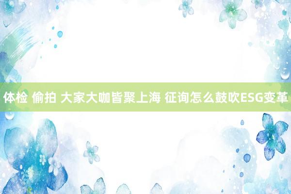 体检 偷拍 大家大咖皆聚上海 征询怎么鼓吹ESG变革