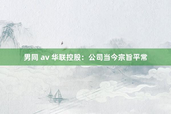 男同 av 华联控股：公司当今宗旨平常