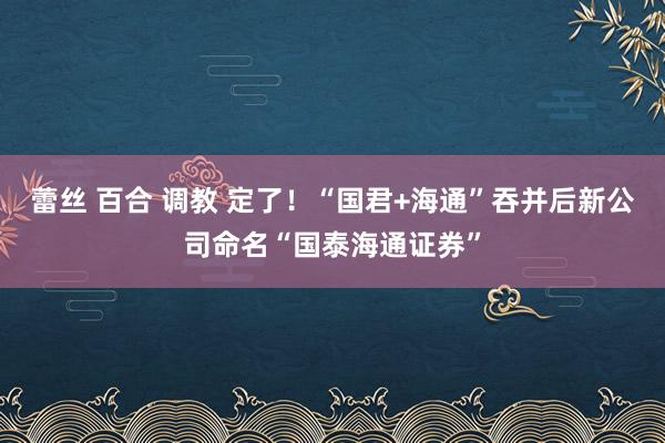 蕾丝 百合 调教 定了！“国君+海通”吞并后新公司命名“国泰海通证券”