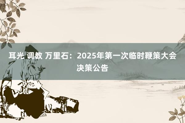 耳光 调教 万里石：2025年第一次临时鞭策大会决策公告