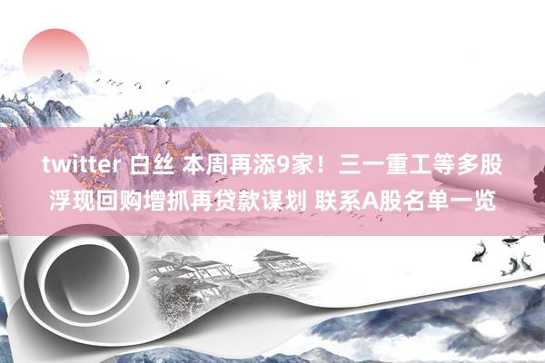twitter 白丝 本周再添9家！三一重工等多股浮现回购增抓再贷款谋划 联系A股名单一览