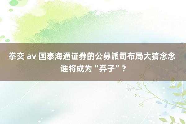 拳交 av 国泰海通证券的公募派司布局大猜念念 谁将成为“弃子”？
