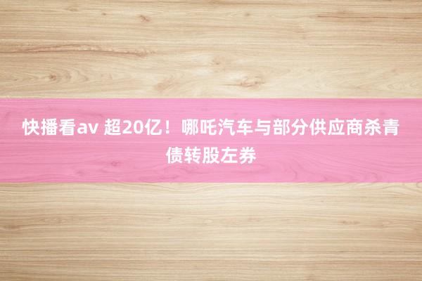 快播看av 超20亿！哪吒汽车与部分供应商杀青债转股左券